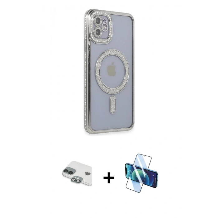 MARSİLYAN™- iPhone 11 Kılıf Zirve Doku Prime - Siyah 3D Antistatik Seramik Nano Ekran Koruyucu + Pers Alüminyum Kamera Lens - YL