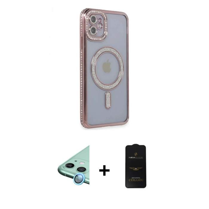 MARSİLYAN™- iPhone 11 Kılıf Zirve Doku Prime - Siyah 6D Antistatik Mat Seramik Hayalet Nano Ekran Koruyucu + Raze Metal Kamera Lens - MI