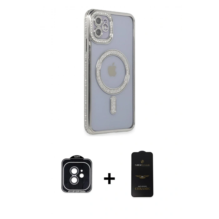 MARSİLYAN™- iPhone 11 Kılıf Zirve Doku Prime - Siyah 6D Antistatik Mat Seramik Hayalet Nano Ekran Koruyucu + PVD Metal Kamera Lens - SH