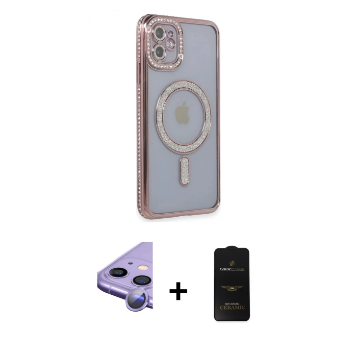MARSİLYAN™- iPhone 11 Kılıf Zirve Doku Prime - Siyah 6D Antistatik Mat Seramik Hayalet Nano Ekran Koruyucu + Raze Metal Kamera Lens - MR