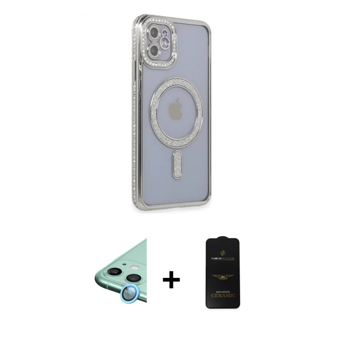 MARSİLYAN™- iPhone 11 Kılıf Zirve Doku Prime - Siyah 6D Antistatik Mat Seramik Hayalet Nano Ekran Koruyucu + Raze Metal Kamera Lens - MI