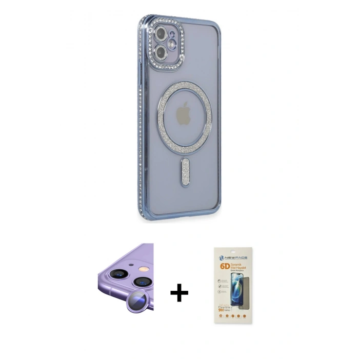 MARSİLYAN™- iPhone 11 Kılıf Zirve Doku Prime - Siyah 6D Mat Seramik Hayalet Nano Ekran Koruyucu + Raze Metal Kamera Lens - MR