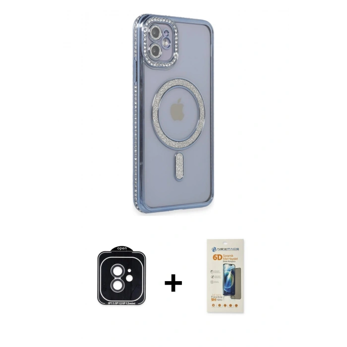 MARSİLYAN™- iPhone 11 Kılıf Zirve Doku Prime - Siyah 6D Mat Seramik Hayalet Nano Ekran Koruyucu + PVD Metal Kamera Lens - SH