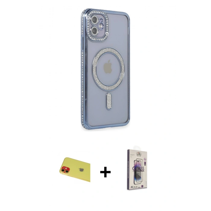 MARSİLYAN™- iPhone 11 Kılıf Zirve Doku Prime - Siyah Bilvis 3D Cam Ekran Koruyucu + Rainbow Kamera Lens Koruma Cam - KI