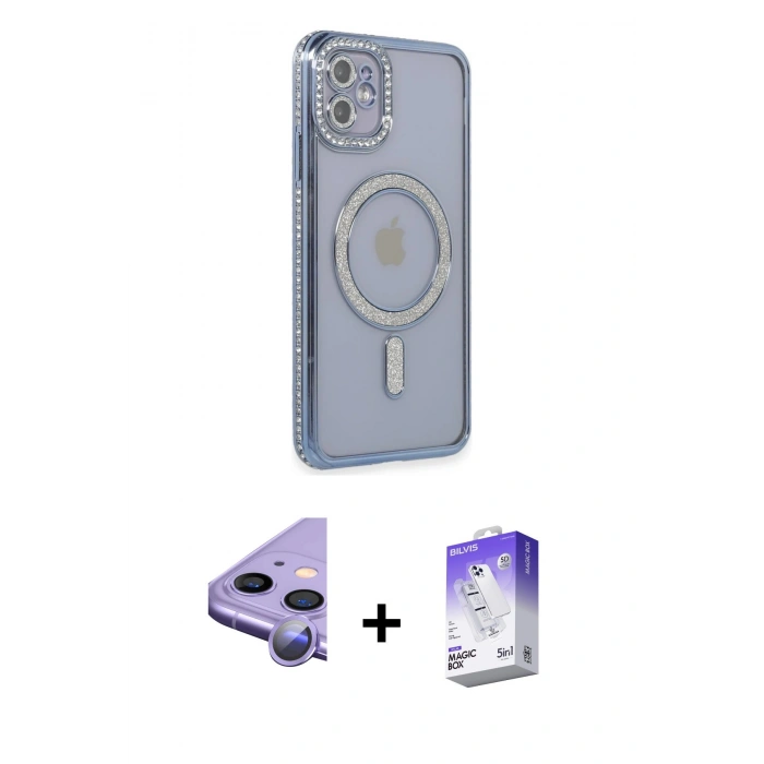 MARSİLYAN™- iPhone 11 Kılıf Zirve Doku Prime - Siyah Bilvis 5in1 3D Magic Cam Ekran Koruyucu + Raze Metal Kamera Lens - MR