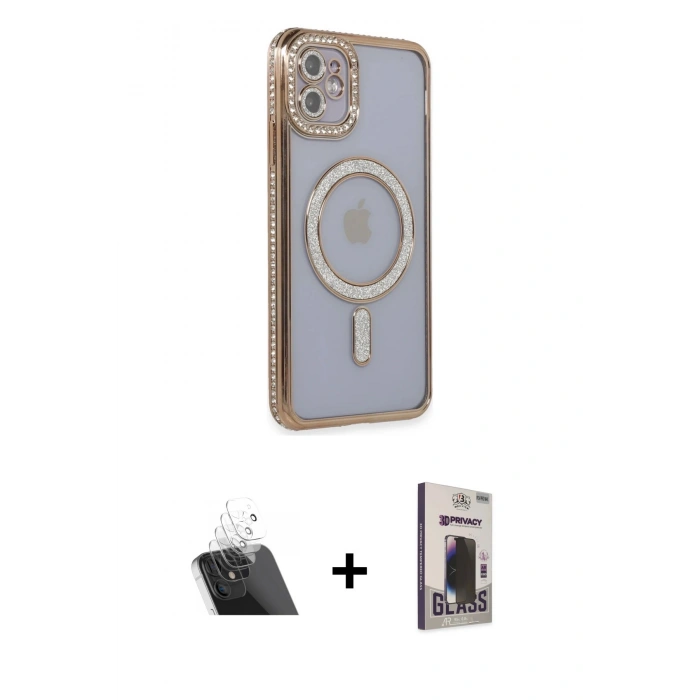 MARSİLYAN™- iPhone 11 Kılıf Zirve Doku Prime - Siyah Bilvis Hayalet Cam Ekran Koruyucu + Kamera Lens Koruma Cam - SF