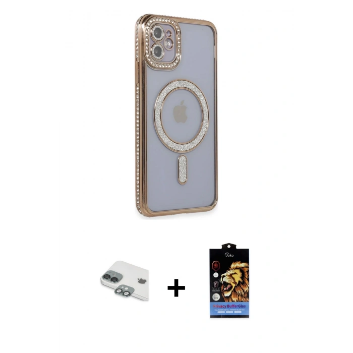 MARSİLYAN™- iPhone 11 Kılıf Zirve Doku Prime - Siyah Buffer Hayalet Cam Ekran Koruyucu + Yeşil Pers Alüminyum Kamera Lens
