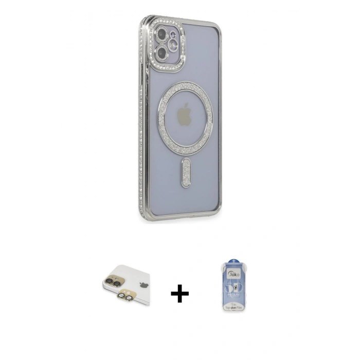 MARSİLYAN™- iPhone 11 Kılıf Zirve Doku Prime - Siyah Joko Magic 5D Cam + Pers Alüminyum Kamera Lens - GD