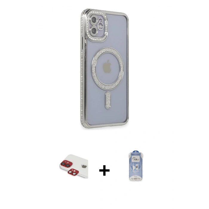 MARSİLYAN™- iPhone 11 Kılıf Zirve Doku Prime - Siyah Joko Magic 5D Cam + Pers Alüminyum Kamera Lens - KI