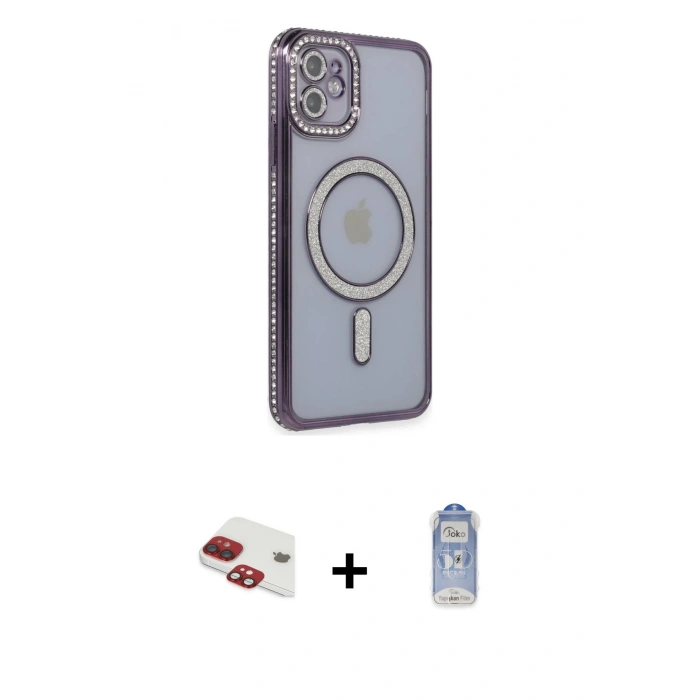 MARSİLYAN™- iPhone 11 Kılıf Zirve Doku Prime - Siyah Joko Magic 5D Cam + Pers Alüminyum Kamera Lens - KI