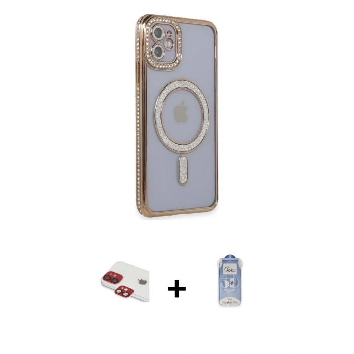 MARSİLYAN™- iPhone 11 Kılıf Zirve Doku Prime - Siyah Joko Magic 5D Cam + Pers Alüminyum Kamera Lens - KI