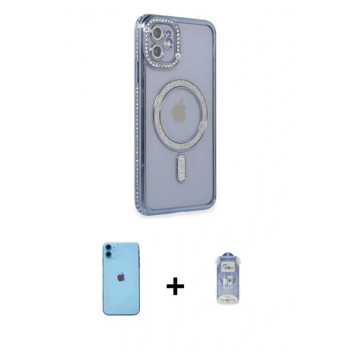 MARSİLYAN™- iPhone 11 Kılıf Zirve Doku Prime - Siyah Joko Magic 5D Cam + Neon Fosforlu Kamera Lens - MI