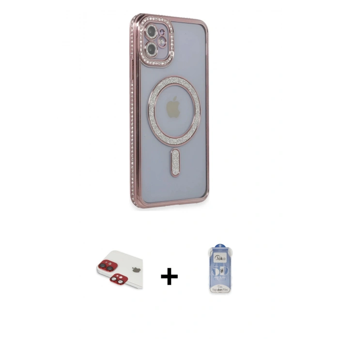 MARSİLYAN™- iPhone 11 Kılıf Zirve Doku Prime - Siyah Joko Magic 5D Cam + Pers Alüminyum Kamera Lens - KI
