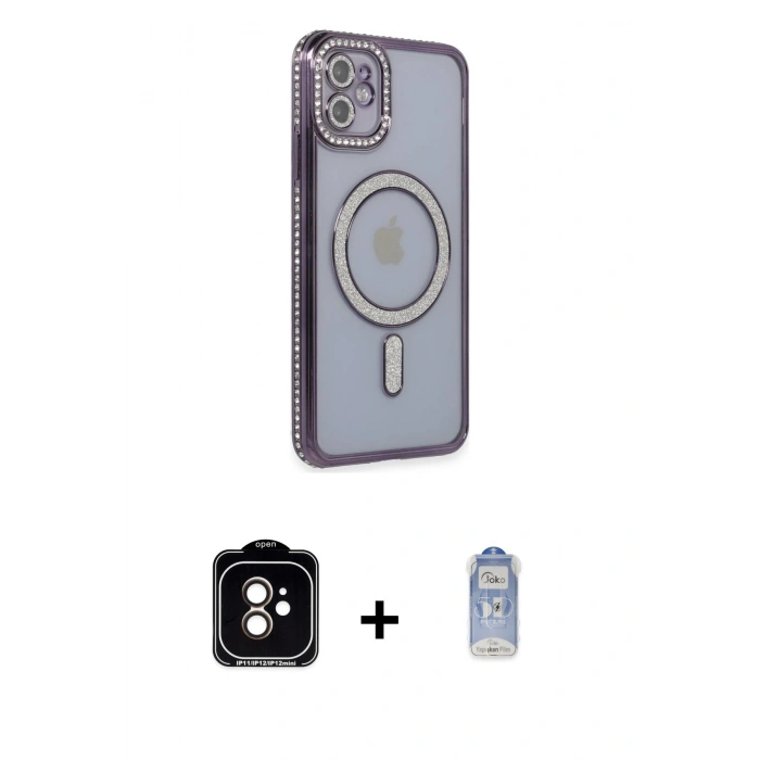 MARSİLYAN™- iPhone 11 Kılıf Zirve Doku Prime - Siyah Joko Magic 5D Cam + PVD Metal Kamera Lens - TU