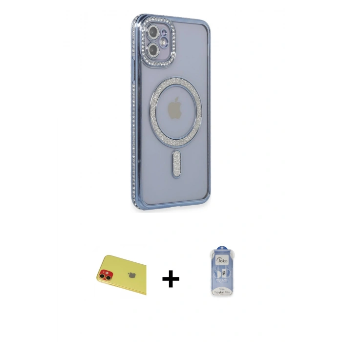 MARSİLYAN™- iPhone 11 Kılıf Zirve Doku Prime - Siyah Joko Magic 5D Cam + Rainbow Kamera Lens Koruma Cam - KI