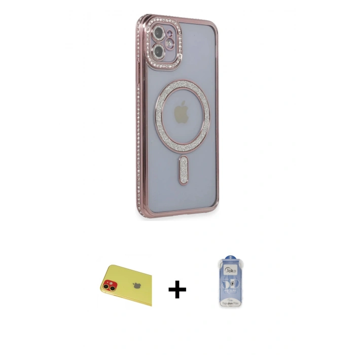 MARSİLYAN™- iPhone 11 Kılıf Zirve Doku Prime - Siyah Joko Magic 5D Cam + Rainbow Kamera Lens Koruma Cam - KI