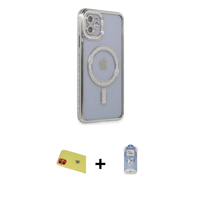 MARSİLYAN™- iPhone 11 Kılıf Zirve Doku Prime - Siyah Joko Magic 5D Cam + Rainbow Kamera Lens Koruma Cam - KI