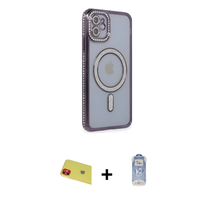 MARSİLYAN™- iPhone 11 Kılıf Zirve Doku Prime - Siyah Joko Magic 5D Cam + Rainbow Kamera Lens Koruma Cam - KI