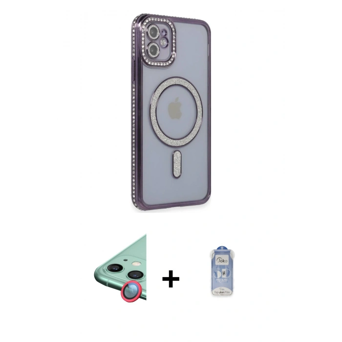 MARSİLYAN™- iPhone 11 Kılıf Zirve Doku Prime - Siyah Joko Magic 5D Cam + Raze Metal Kamera Lens - KI
