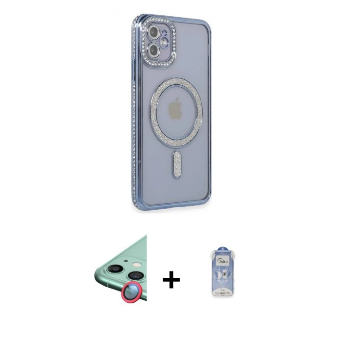 MARSİLYAN™- iPhone 11 Kılıf Zirve Doku Prime - Siyah Joko Magic 5D Cam + Raze Metal Kamera Lens - KI