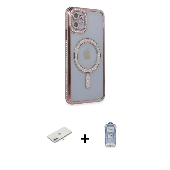 MARSİLYAN™- iPhone 11 Kılıf Zirve Doku Prime - Siyah Joko Magic 5D Cam + Renkli Kamera Lens Koruma Cam - SI