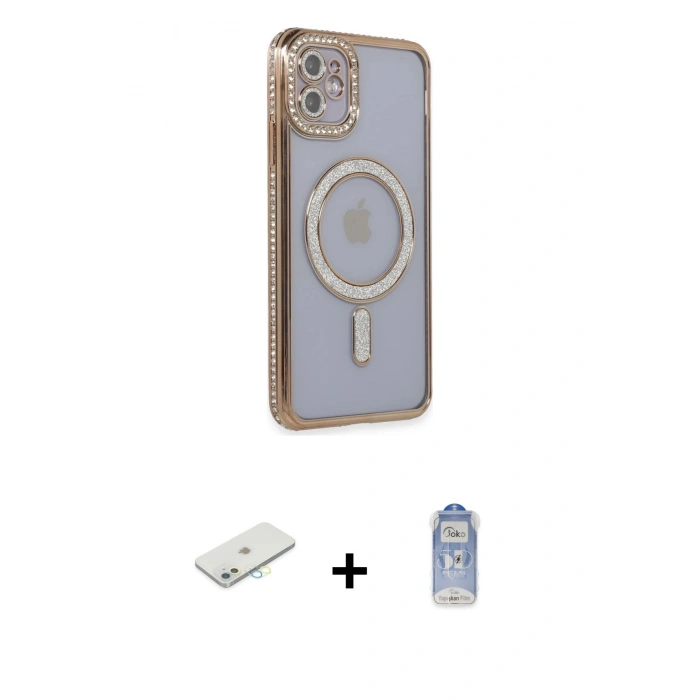 MARSİLYAN™- iPhone 11 Kılıf Zirve Doku Prime - Siyah Joko Magic 5D Cam + Renkli Kamera Lens Koruma Cam - SI