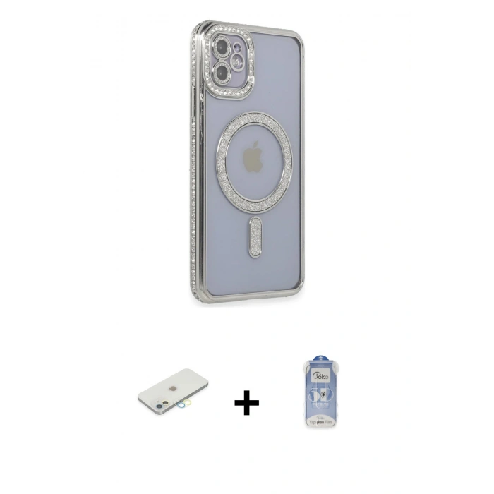 MARSİLYAN™- iPhone 11 Kılıf Zirve Doku Prime - Siyah Joko Magic 5D Cam + Renkli Kamera Lens Koruma Cam - SI