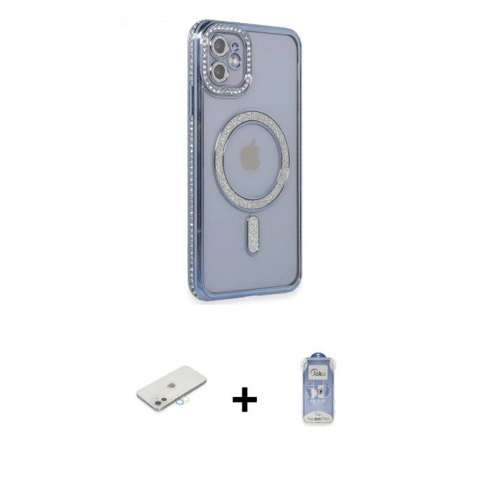 MARSİLYAN™- iPhone 11 Kılıf Zirve Doku Prime - Siyah Joko Magic 5D Cam + Renkli Kamera Lens Koruma Cam - SI