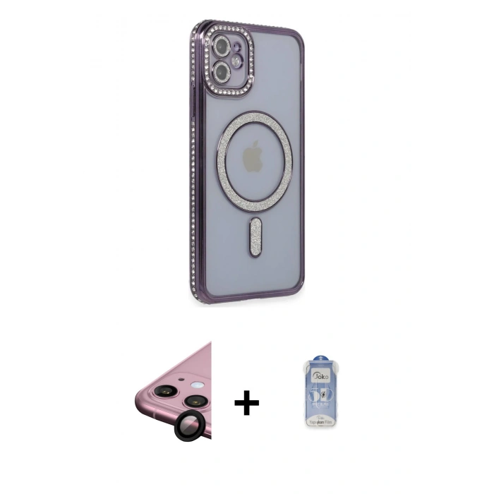 MARSİLYAN™- iPhone 11 Kılıf Zirve Doku Prime - Siyah Joko Magic 5D Cam + Raze Metal Kamera Lens - SH