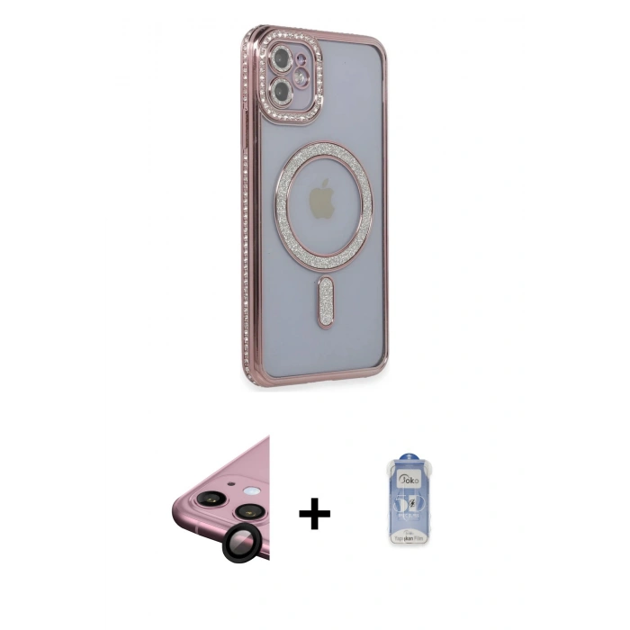 MARSİLYAN™- iPhone 11 Kılıf Zirve Doku Prime - Siyah Joko Magic 5D Cam + Raze Metal Kamera Lens - SH