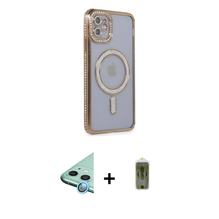 MARSİLYAN™- iPhone 11 Kılıf Zirve Doku Prime - Siyah Joko Magic 5D Hayalet Cam + Raze Metal Kamera Lens - MI