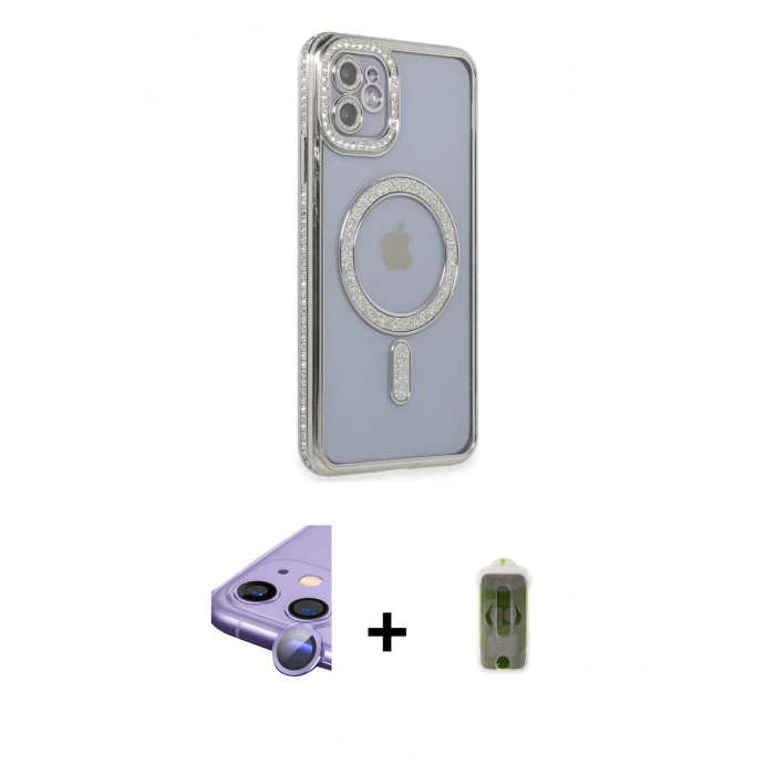 MARSİLYAN™- iPhone 11 Kılıf Zirve Doku Prime - Siyah Joko Magic 5D Hayalet Cam + Raze Metal Kamera Lens - MR