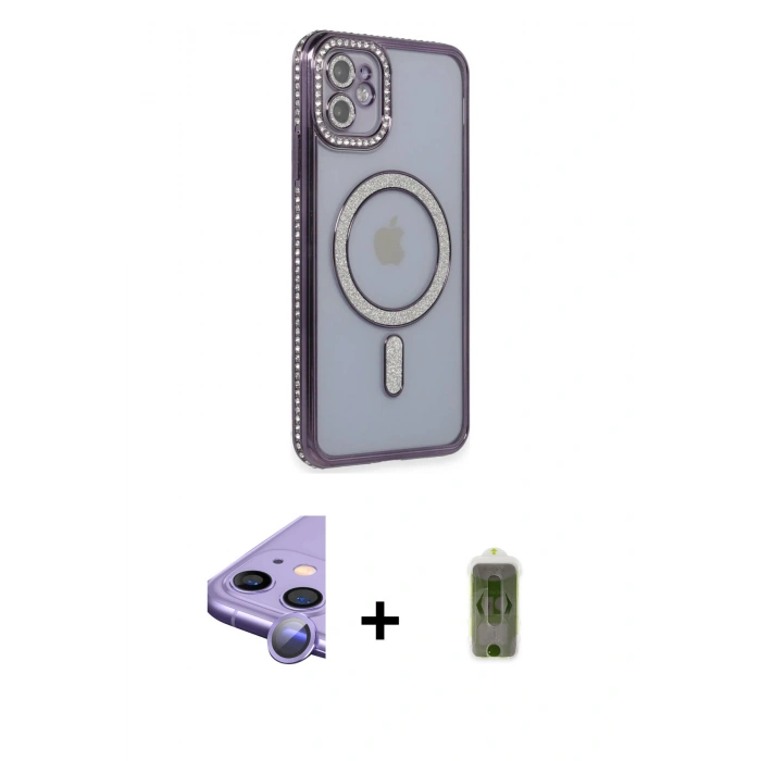 MARSİLYAN™- iPhone 11 Kılıf Zirve Doku Prime - Siyah Joko Magic 5D Hayalet Cam + Raze Metal Kamera Lens - MR
