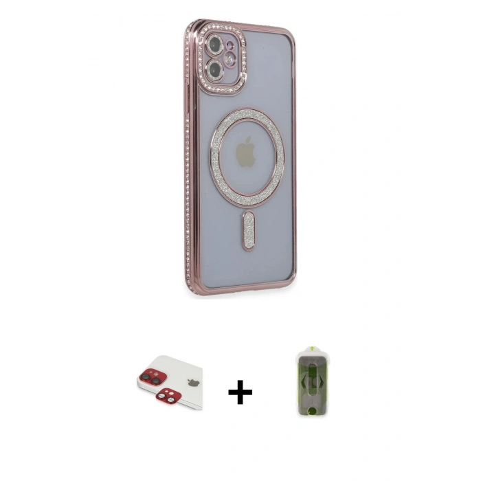 MARSİLYAN™- iPhone 11 Kılıf Zirve Doku Prime - Siyah Joko Magic 5D Hayalet Cam + Pers Alüminyum Kamera Lens - KI