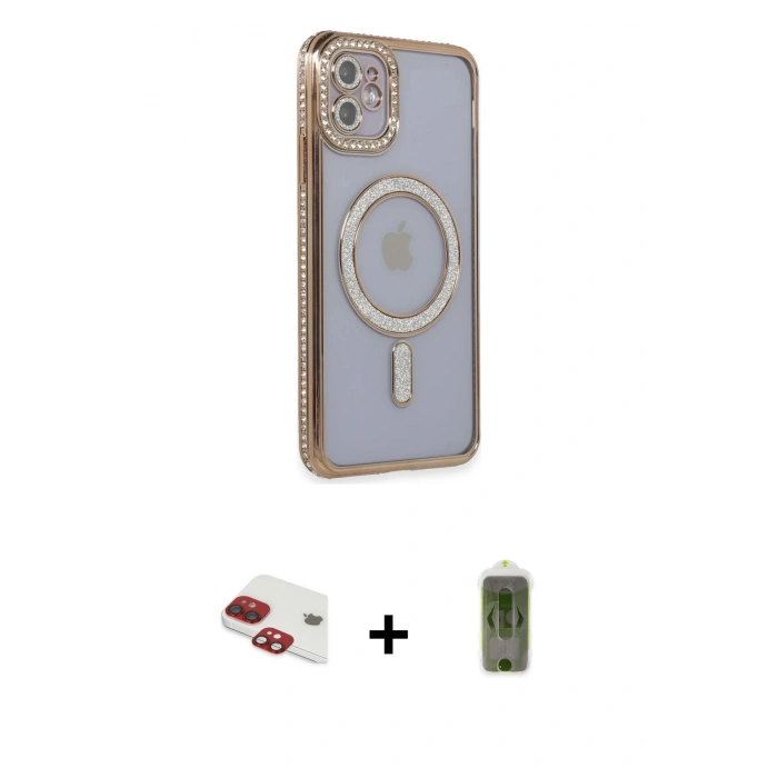 MARSİLYAN™- iPhone 11 Kılıf Zirve Doku Prime - Siyah Joko Magic 5D Hayalet Cam + Pers Alüminyum Kamera Lens - KI