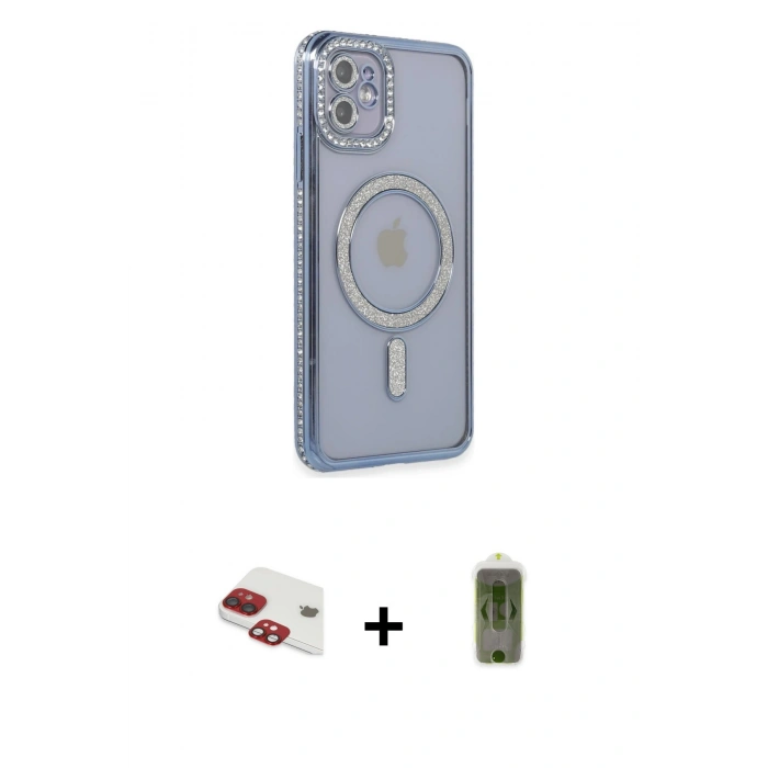 MARSİLYAN™- iPhone 11 Kılıf Zirve Doku Prime - Siyah Joko Magic 5D Hayalet Cam + Pers Alüminyum Kamera Lens - KI