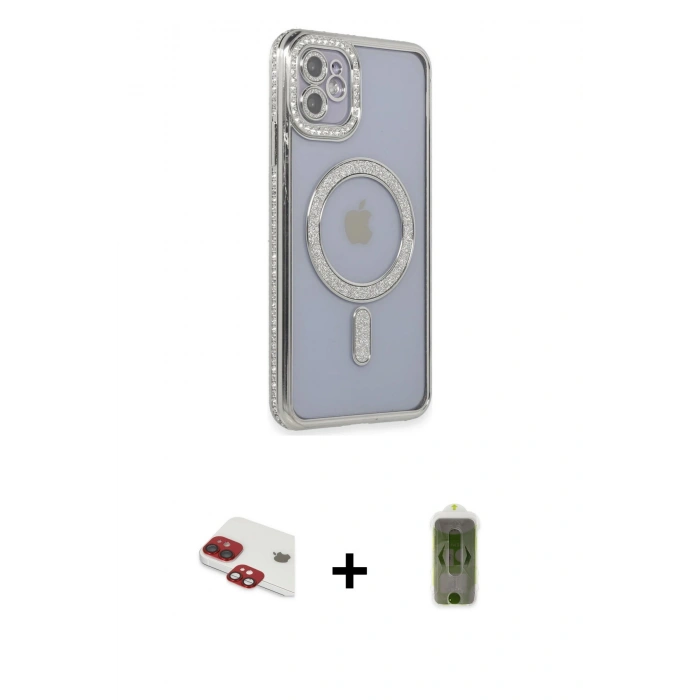 MARSİLYAN™- iPhone 11 Kılıf Zirve Doku Prime - Siyah Joko Magic 5D Hayalet Cam + Pers Alüminyum Kamera Lens - KI