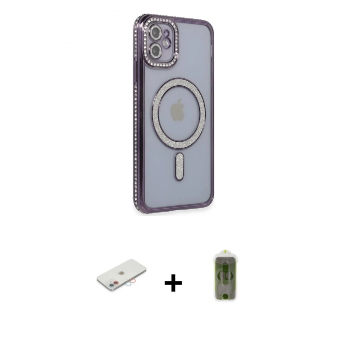 MARSİLYAN™- iPhone 11 Kılıf Zirve Doku Prime - Siyah Joko Magic 5D Hayalet Cam + Renkli Kamera Lens Koruma Cam - PE
