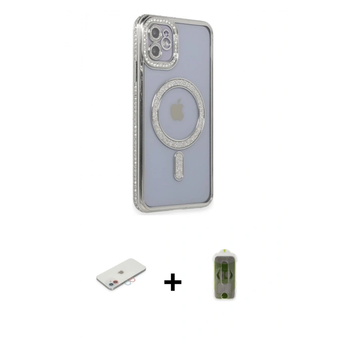 MARSİLYAN™- iPhone 11 Kılıf Zirve Doku Prime - Siyah Joko Magic 5D Hayalet Cam + Renkli Kamera Lens Koruma Cam - PE