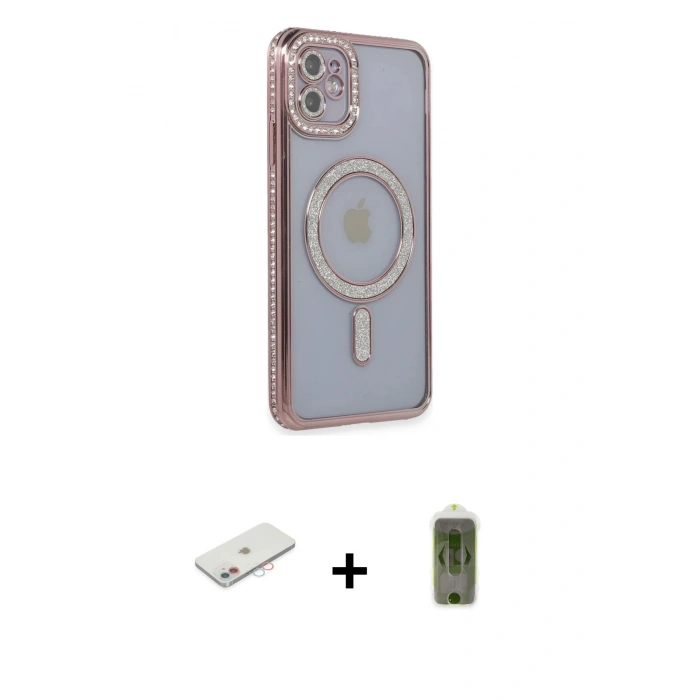 MARSİLYAN™- iPhone 11 Kılıf Zirve Doku Prime - Siyah Joko Magic 5D Hayalet Cam + Renkli Kamera Lens Koruma Cam - PE
