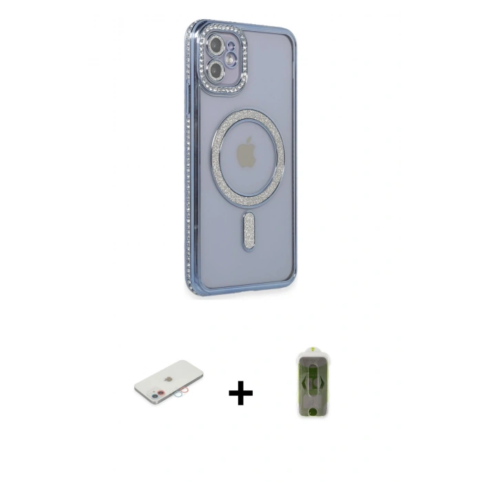 MARSİLYAN™- iPhone 11 Kılıf Zirve Doku Prime - Siyah Joko Magic 5D Hayalet Cam + Renkli Kamera Lens Koruma Cam - PE