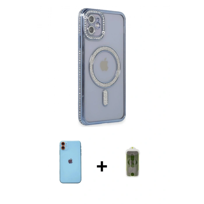 MARSİLYAN™- iPhone 11 Kılıf Zirve Doku Prime - Siyah Joko Magic 5D Hayalet Cam + Neon Fosforlu Kamera Lens - TU