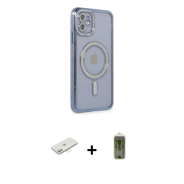 MARSİLYAN™- iPhone 11 Kılıf Zirve Doku Prime - Siyah Joko Magic 5D Hayalet Cam + Renkli Kamera Lens Koruma Cam - YL