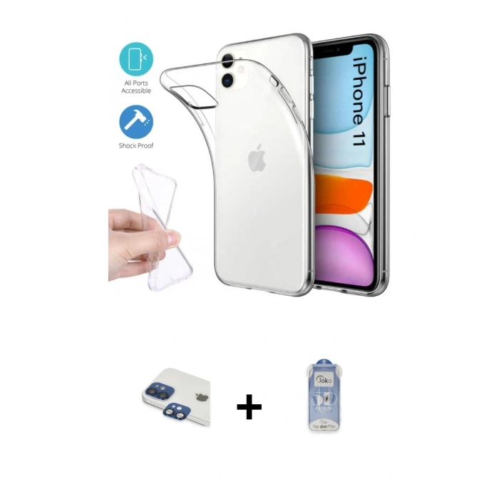 MARSİLYAN™- iPhone 11 Kılıf Zirve Doku - Siyah Joko Magic 5D Cam + Pers Alüminyum Kamera Lens - LT