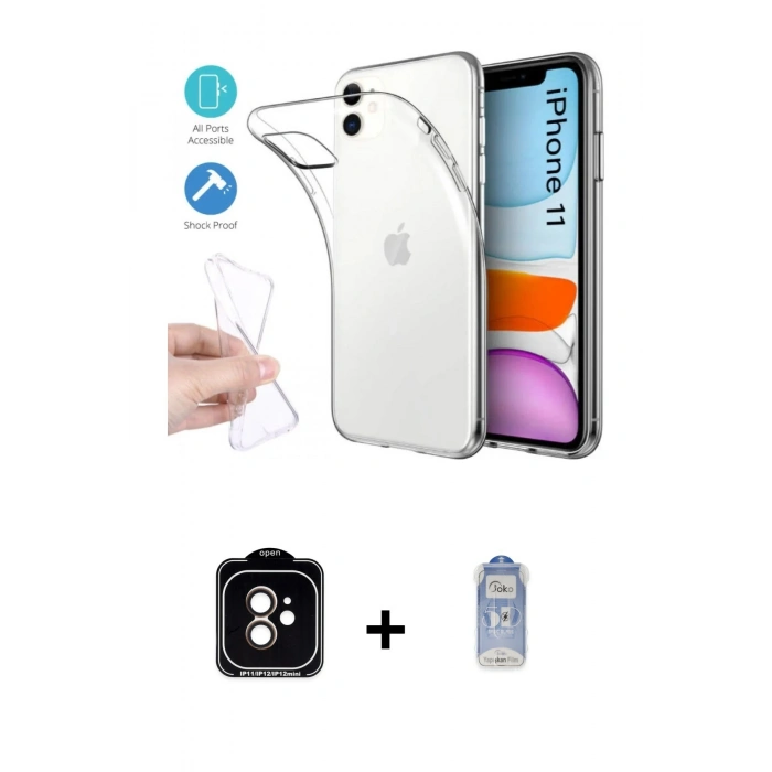 MARSİLYAN™- iPhone 11 Kılıf Zirve Doku - Siyah Joko Magic 5D Cam + PVD Metal Kamera Lens - TU