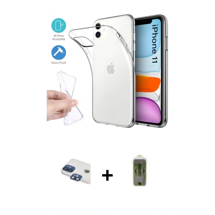 MARSİLYAN™- iPhone 11 Kılıf Zirve Doku - Siyah Joko Magic 5D Hayalet Cam + Pers Alüminyum Kamera Lens - LT