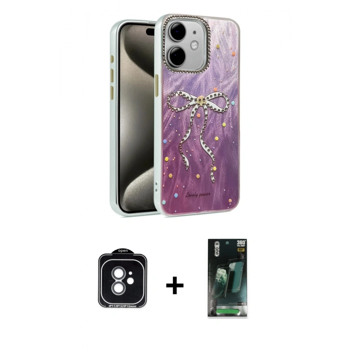 MARSİLYAN™- iPhone 11 Kılıf Zirve Modern Prime - Şeffaf 360 Full Body Arka Koruyucu + PVD Metal Kamera Lens - YL