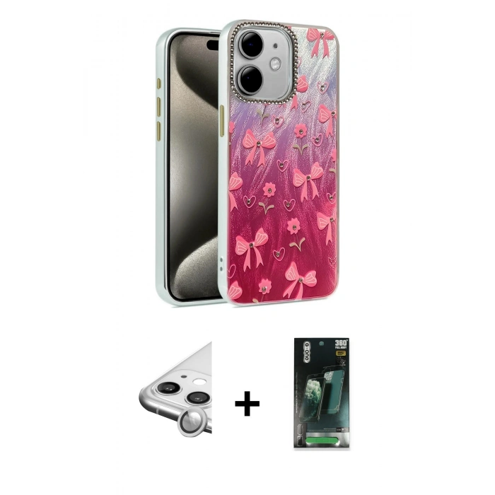 MARSİLYAN™- iPhone 11 Kılıf Zirve Modern Prime - Şeffaf 360 Full Body Arka Koruyucu + Raze Metal Kamera Lens - GS