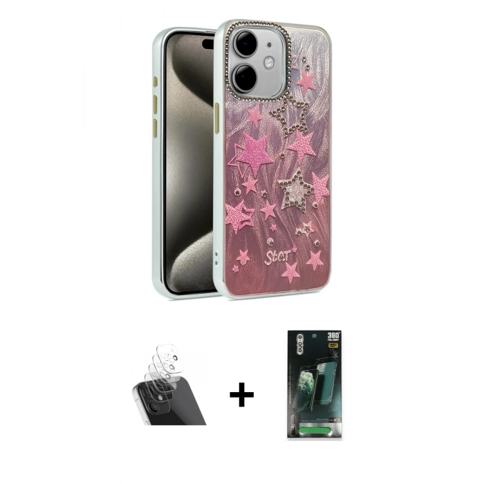 MARSİLYAN™- iPhone 11 Kılıf Zirve Modern Prime - Şeffaf 360 Full Body Arka Koruyucu + Kamera Lens Koruma Cam - SF