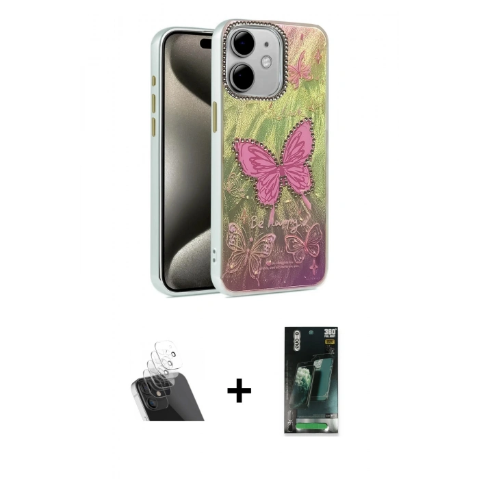 MARSİLYAN™- iPhone 11 Kılıf Zirve Modern Prime - Şeffaf 360 Full Body Arka Koruyucu + Kamera Lens Koruma Cam - SF